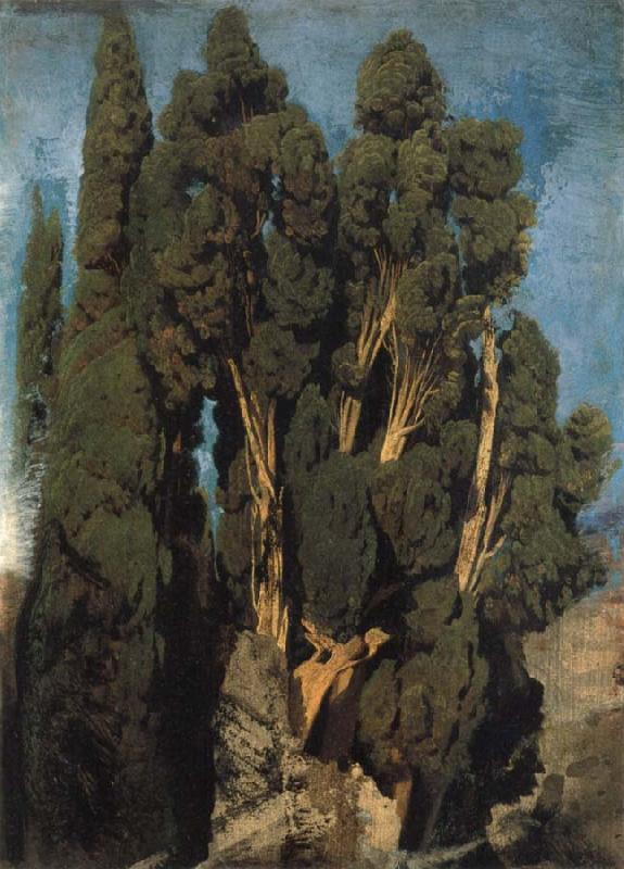 Oswald achenbach Cypresses in the Park at the Villa d-Este oil painting image